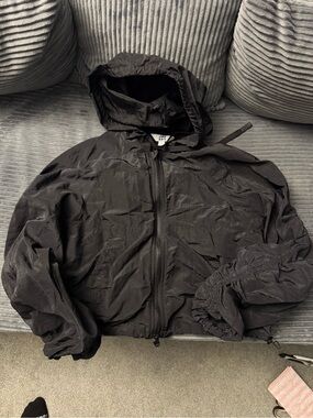 Black Hooded Lightweight Jacket